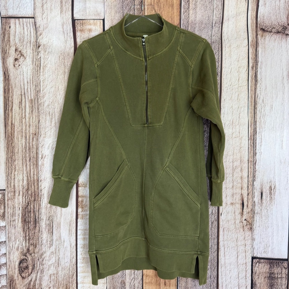 Daily Practice Meru Mini Dress Anthropologie Sweatshirt Olive Athleisure XS/P